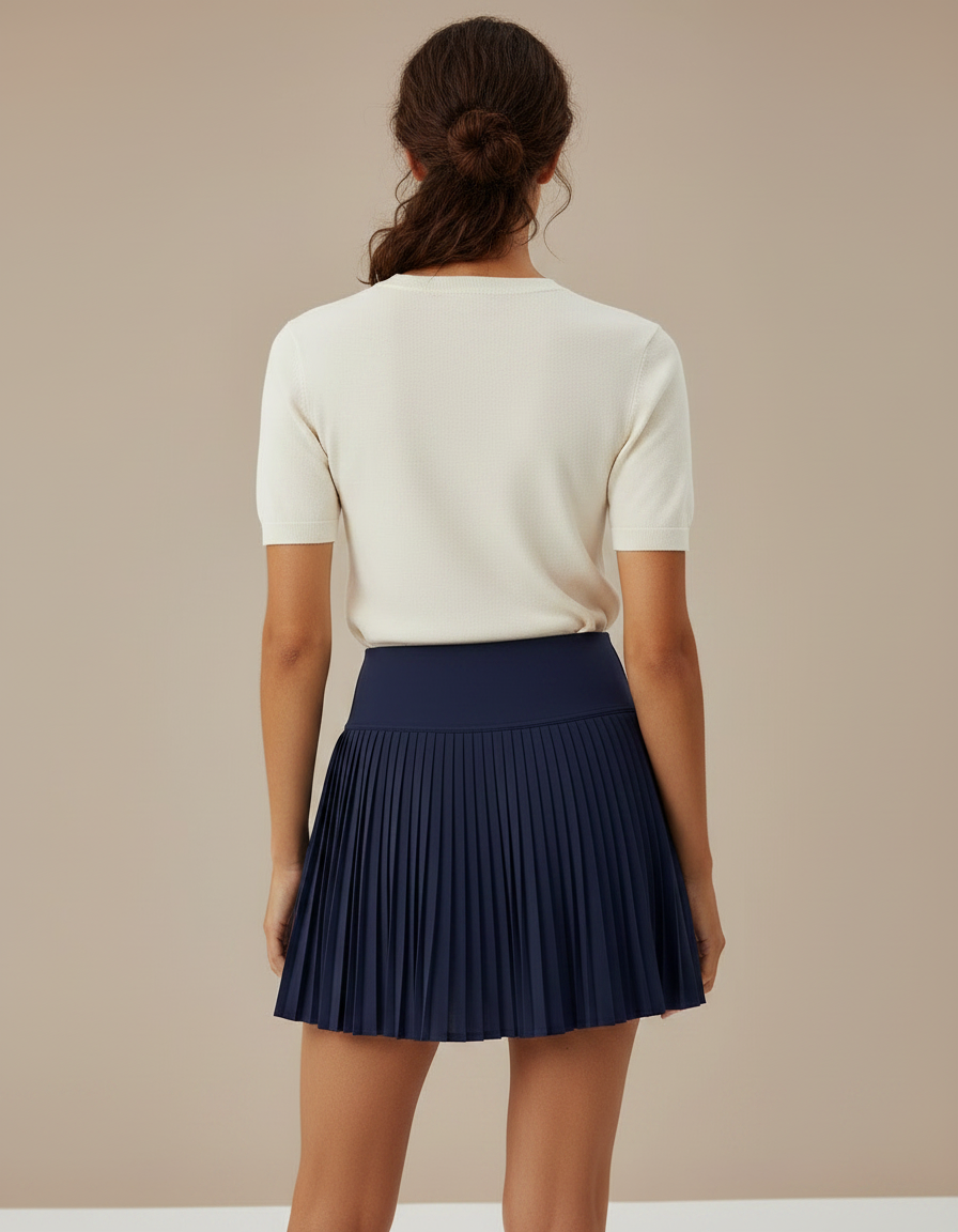 Pantalon Jupe Plissée Courte Marine Athlétique - Polyester - vue 2