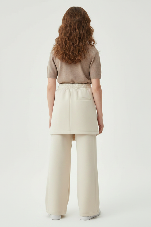 Pantalon Jupe Beige Crème Ample Décontracté Enfant Moderne - Molleton - vue 2