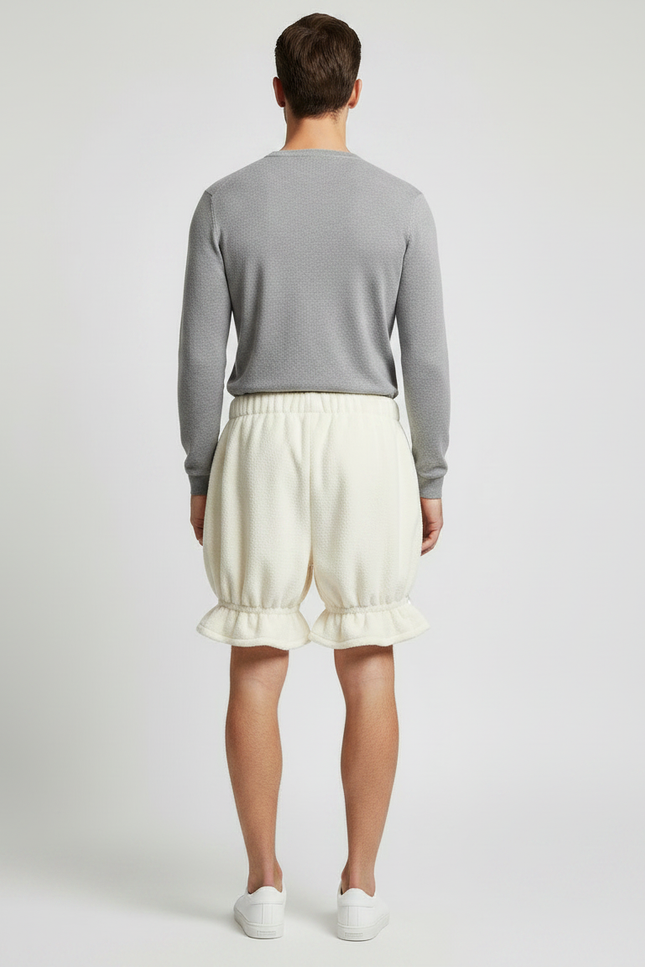 Pantalon Jupe Blanc Crème Moelleux Ample Homme - Beige Molleton - vue 2