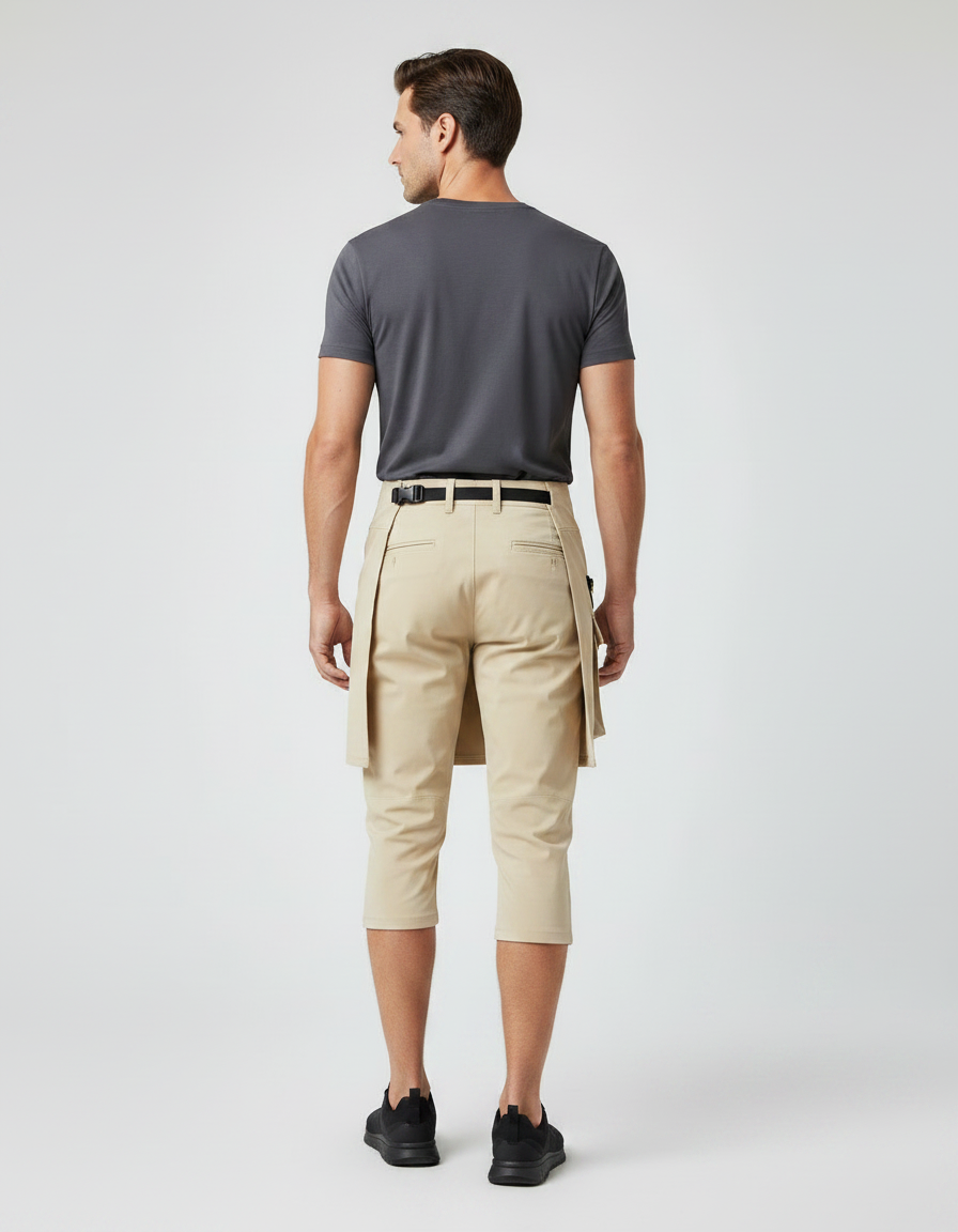 Pantalon Jupe Beige Sport Capris Homme - Polyester - vue 2
