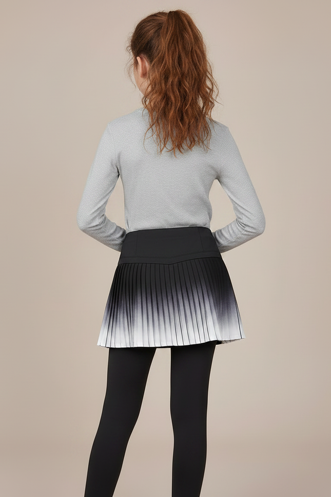 Pantalon Jupe Noir Plissé Dégradé Intégré Sport - Maille - vue 2