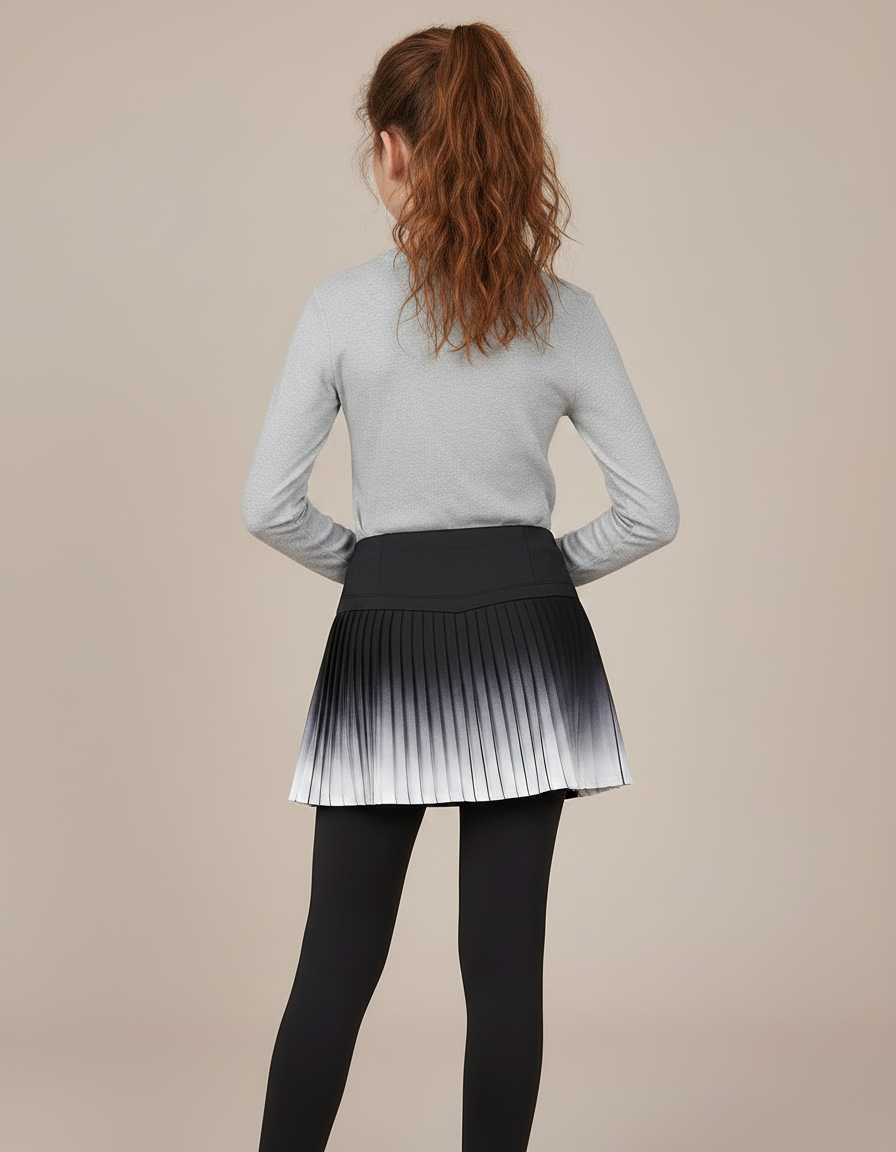 Pantalon Jupe Noir Plissé Dégradé Intégré Sport - Maille - vue 2