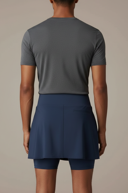 Pantalon Jupe Bleu Marine Uni Moulant Sportif - Polyester - vue 2