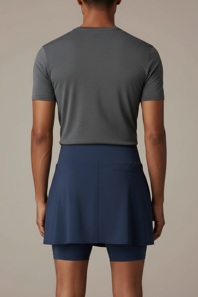 Pantalon Jupe Bleu Marine Uni Moulant Sportif - Polyester - vue 2