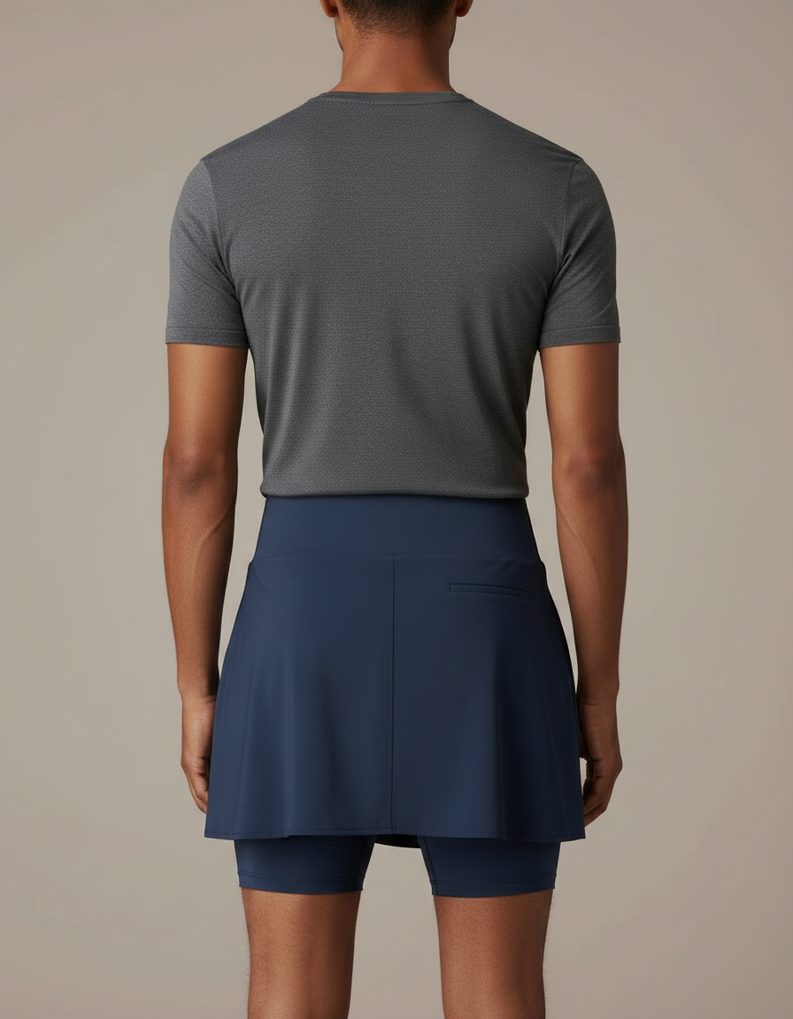 Pantalon Jupe Bleu Marine Uni Moulant Sportif - Polyester - vue 2