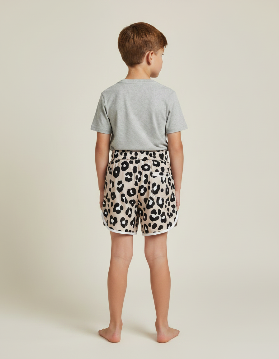 Pantalon Jupe Léopard Beige Noir Ample Enfant - Imprimé Viscose - vue 2