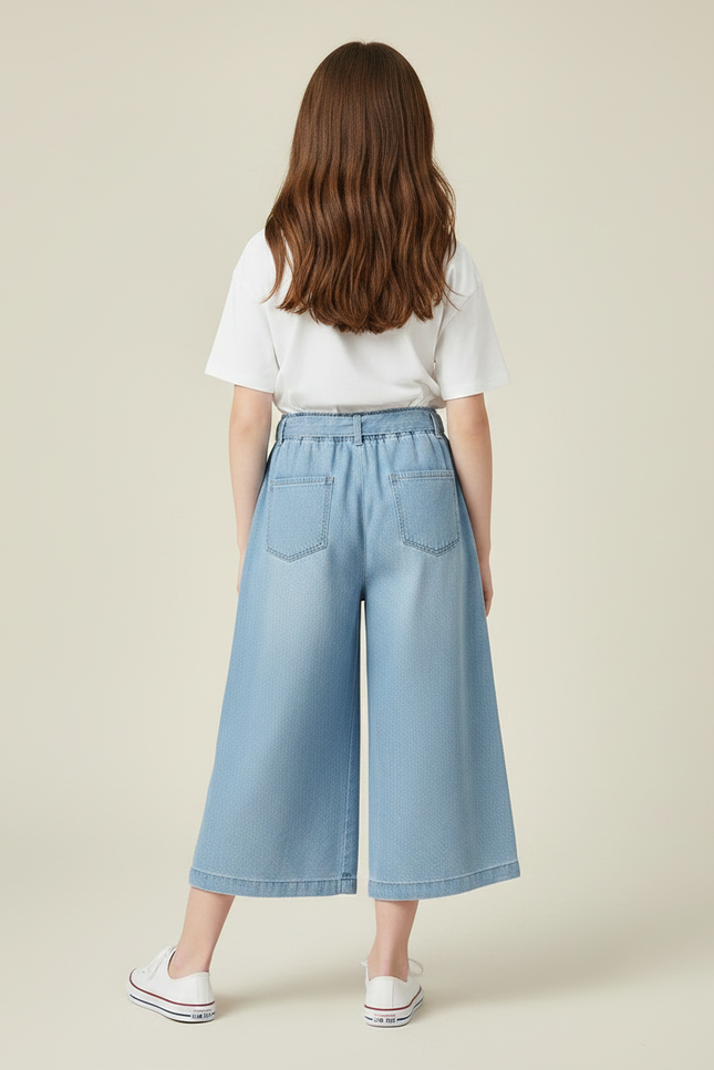 Pantalon Jupe Bleu Clair Ample Décontracté Enfant - Jean - vue 2