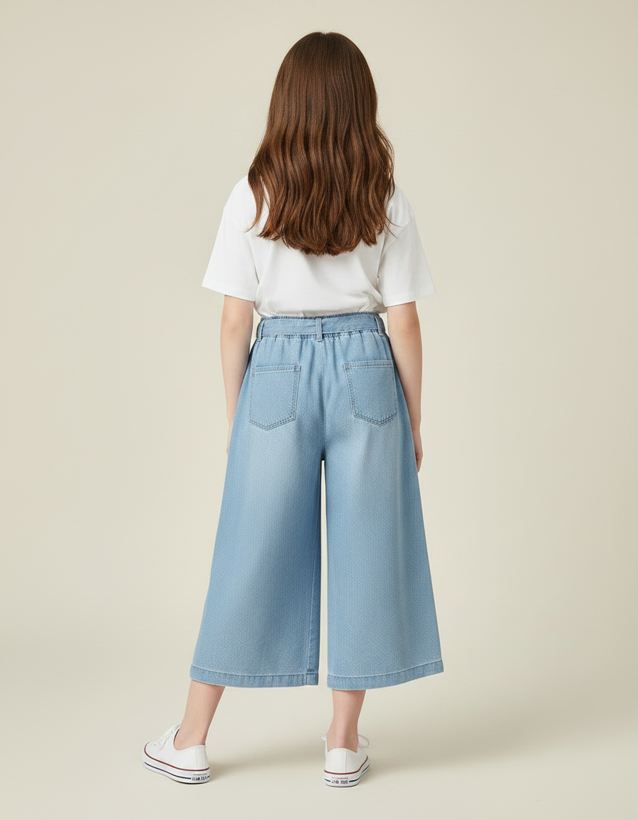 Pantalon Jupe Bleu Clair Ample Décontracté Enfant - Jean - vue 2