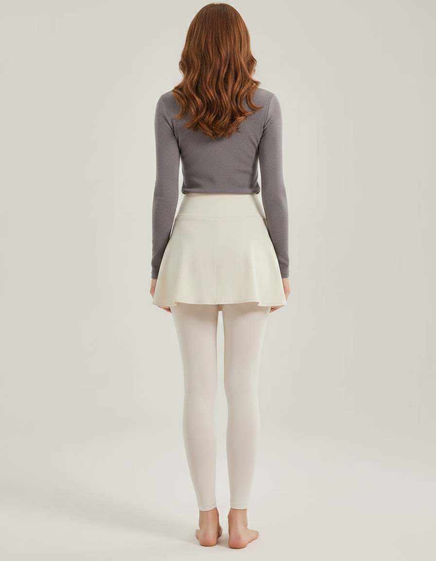 Pantalon Jupe Crème Intégré Sportif Stretch Léger - Beige Polyester - vue 2