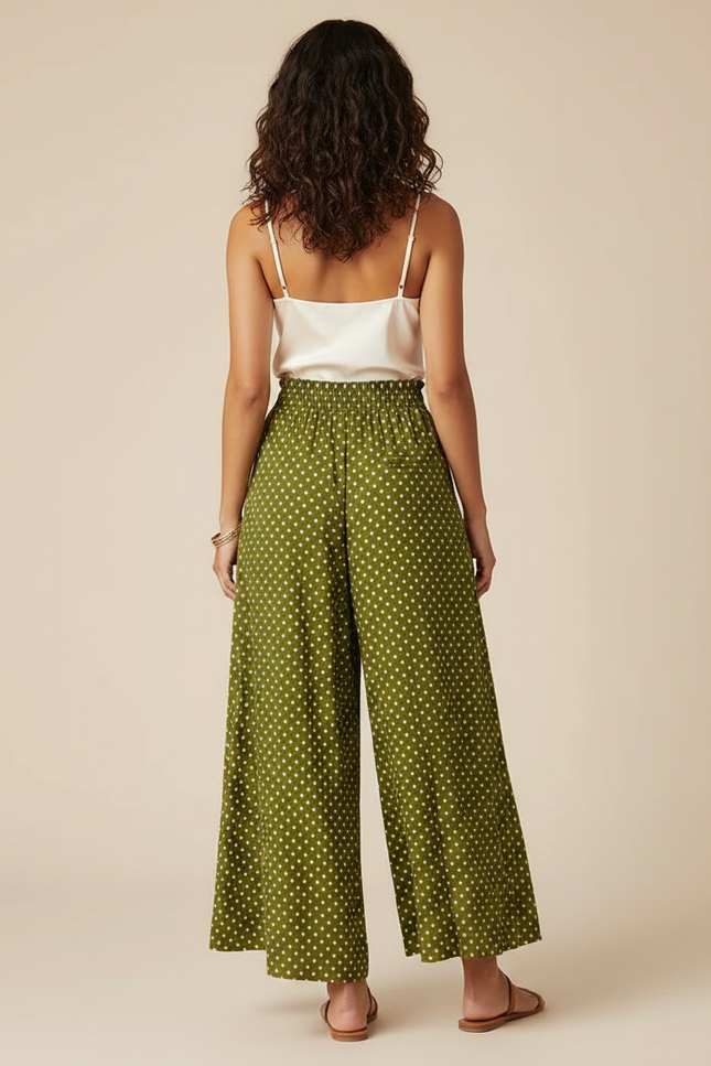 Pantalon Jupe Fluide Femme - Vert Viscose - vue 2