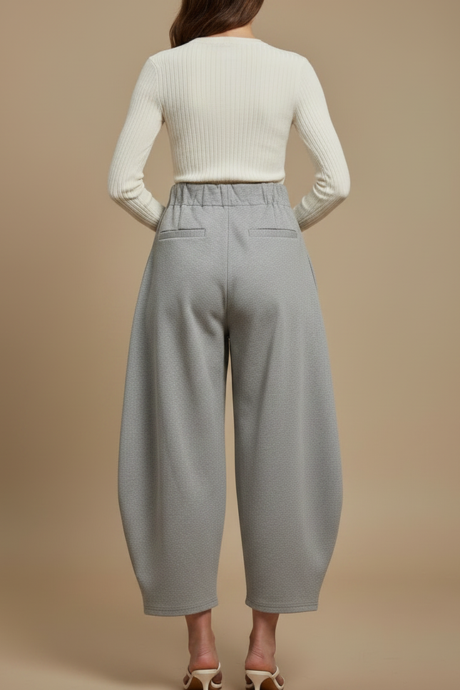Pantalon Jupe Gris Ample Décontracté Corde Tressée - Molleton - vue 2