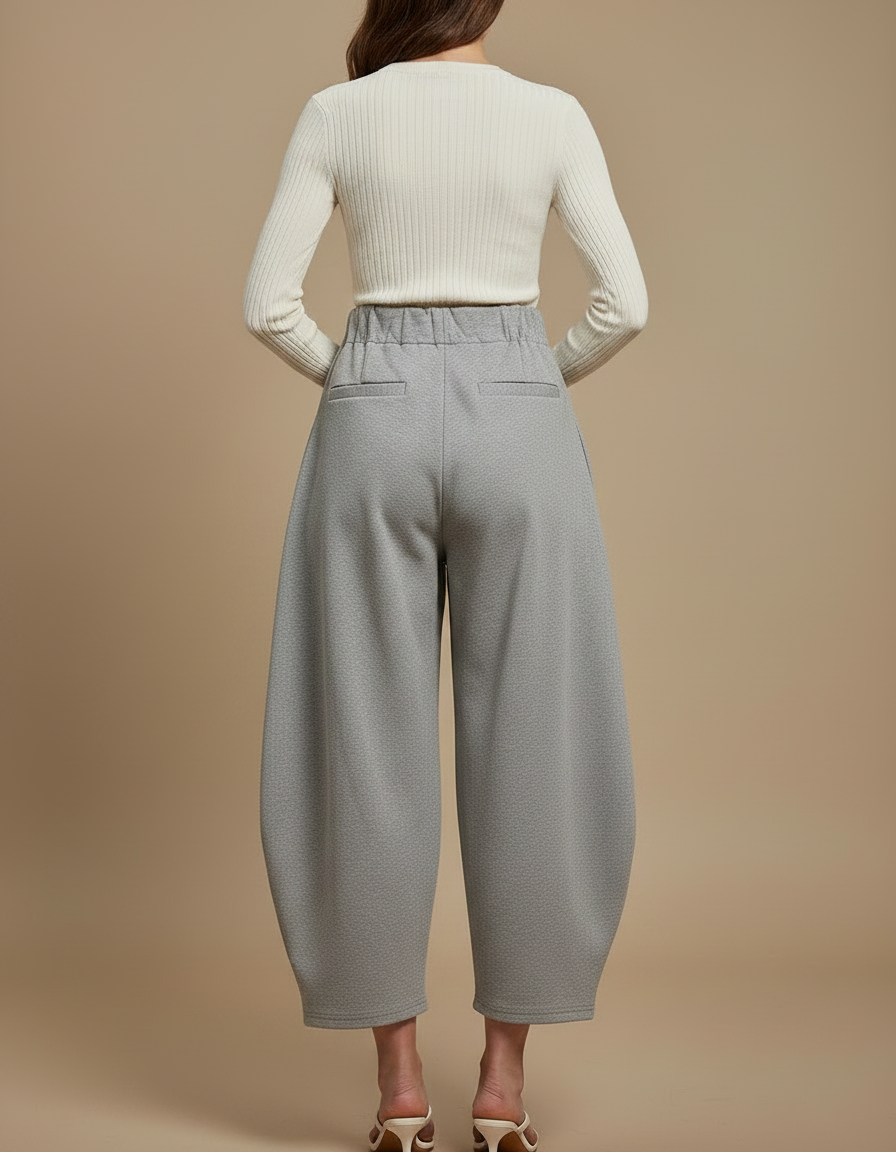Pantalon Jupe Gris Ample Décontracté Corde Tressée - Molleton - vue 2