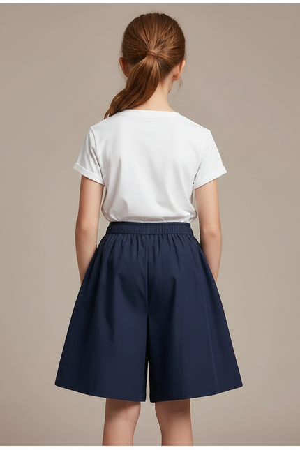 Pantalon Jupe Bleu Marine Ample Décontracté Enfant - Gabardine - vue 2