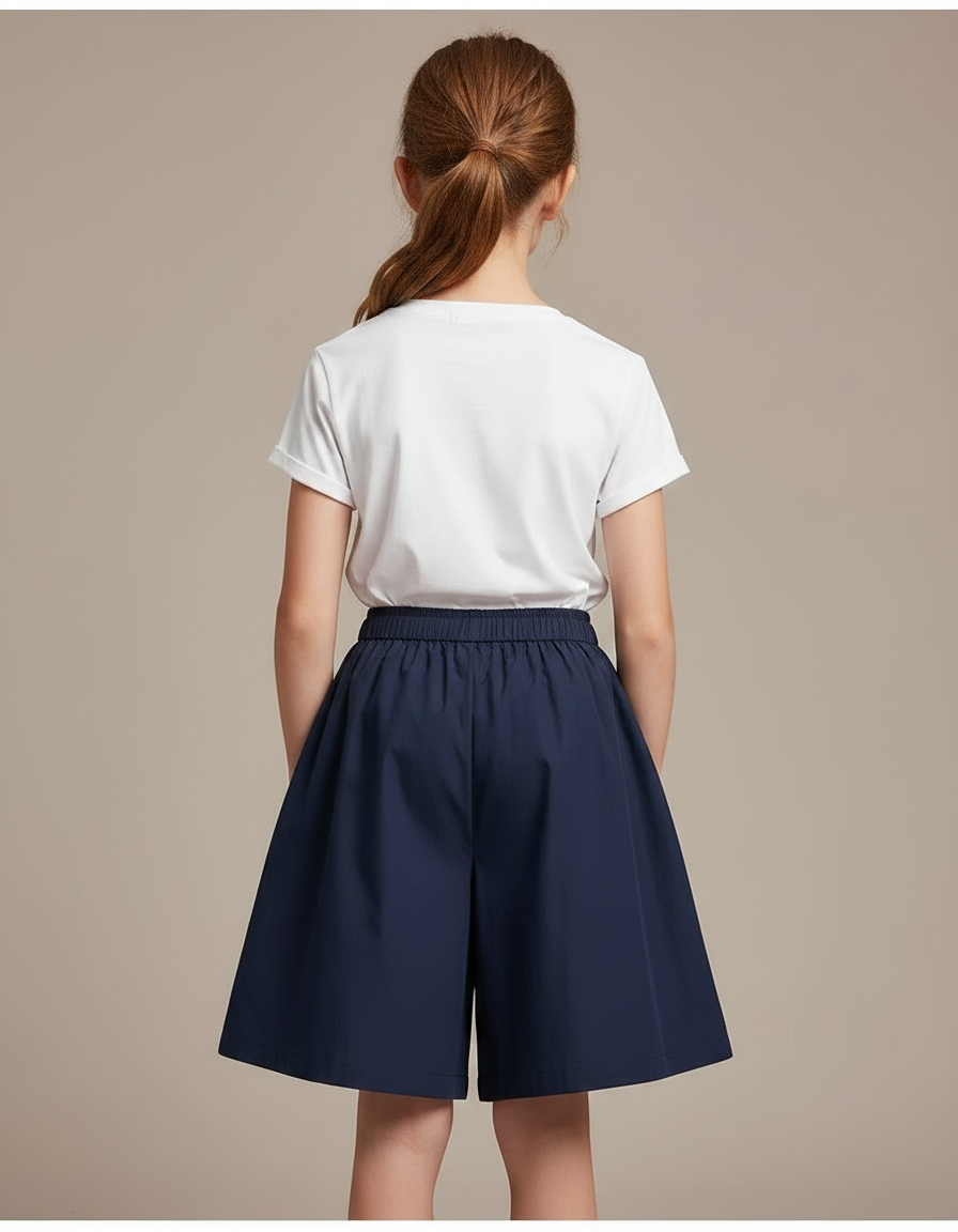 Pantalon Jupe Bleu Marine Ample Décontracté Enfant - Gabardine - vue 2
