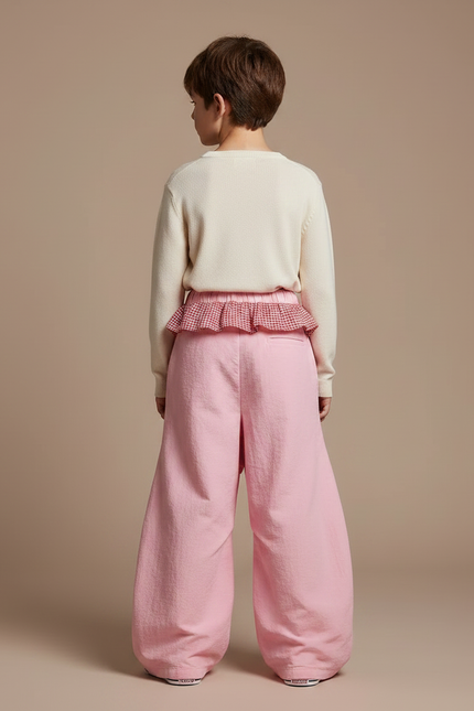 Pantalon Jupe Rose Ample Décontracté Plissé Enfant - Polyester - vue 2