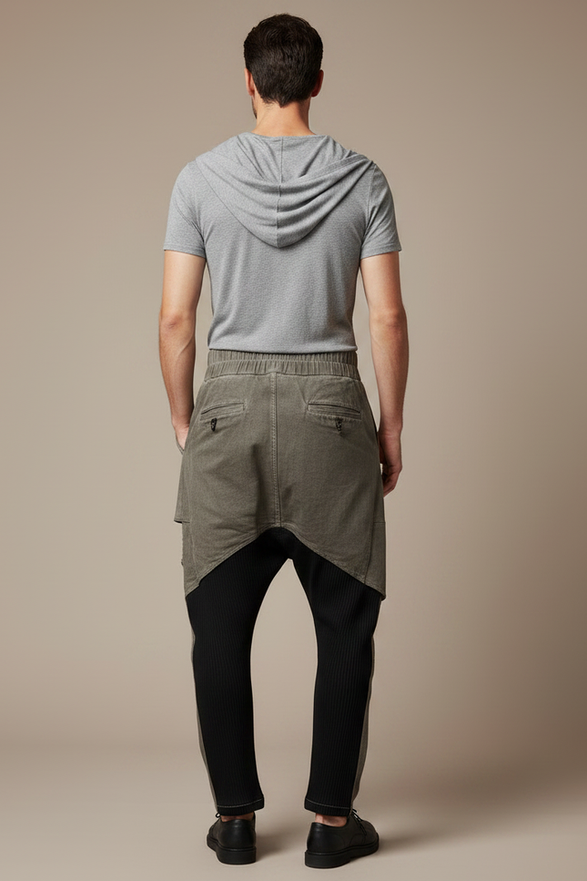 Pantalon Jupe Kaki Asymétrique Coton Cargo Homme - vue 2