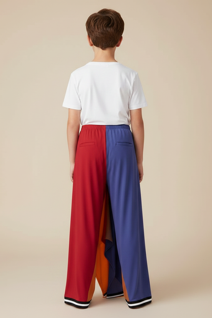 Pantalon Jupe Multicolore Fluide Asymétrique Garçon - Polyester - vue 2