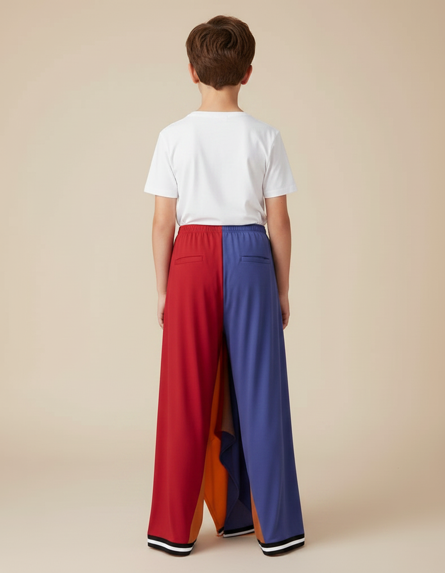 Pantalon Jupe Multicolore Fluide Asymétrique Garçon - Polyester - vue 2
