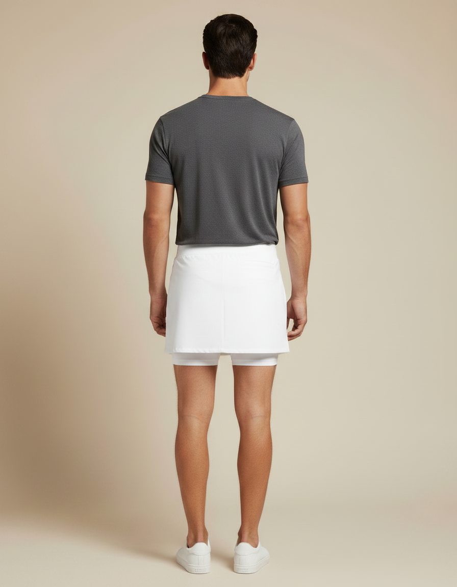 Pantalon Jupe Blanc Court Sport Homme Respirant - Polyester - vue 2