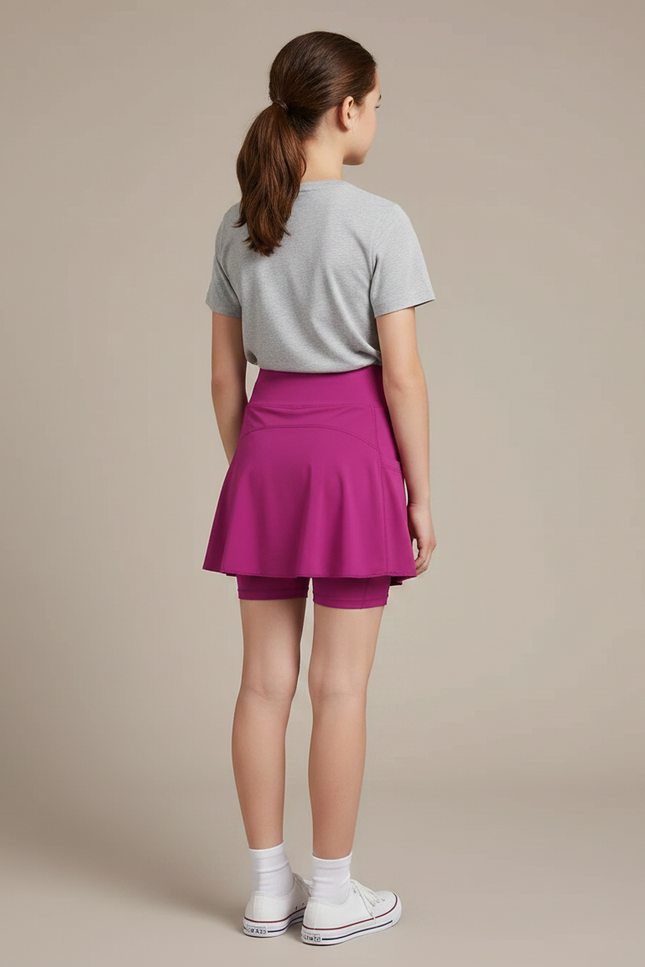 Pantalon Jupe Fuchsia Sportif Confortable Enfant Poches - Rose Polyester - vue 2