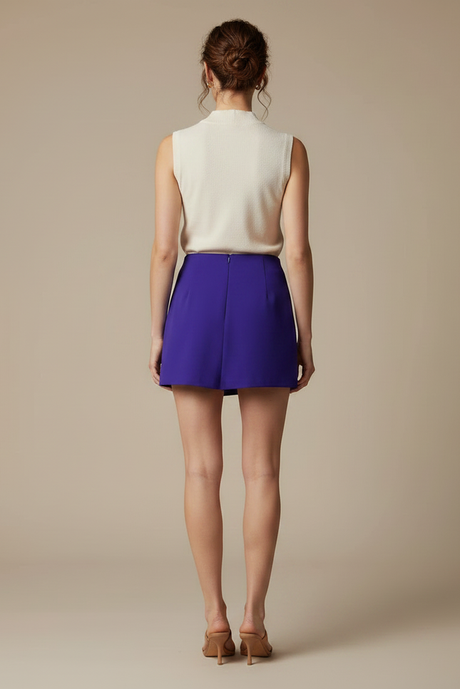 Pantalon Jupe Violet Asymétrique Chic Décontracté Femme - Polyester - vue 2