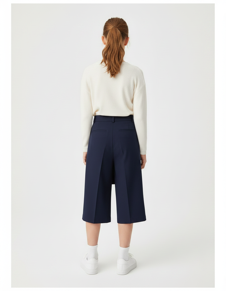 Pantalon Jupe Bleu Marine Ample Élégant Enfant - Polyester - vue 2