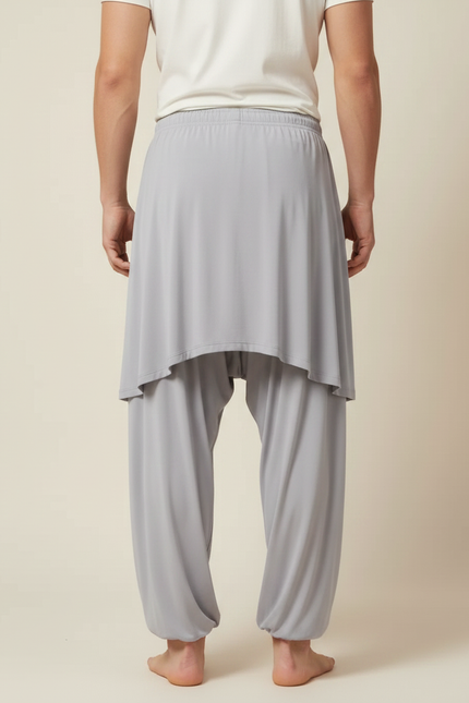 Pantalon Jupe Gris Fluide Ample Harem Homme - Viscose - vue 2
