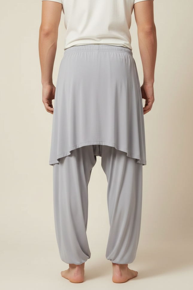 Pantalon Jupe Gris Fluide Ample Harem Homme - Viscose - vue 2