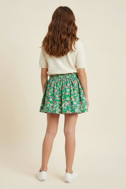 Pantalon Jupe Vert Fleuri Ample Confortable Fille - Viscose - vue 2