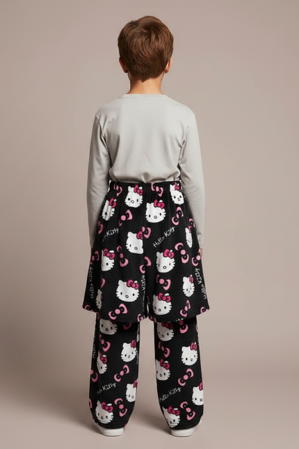 Pantalon Jupe Noir Hello Kitty Molletonné Doux Enfant - vue 2