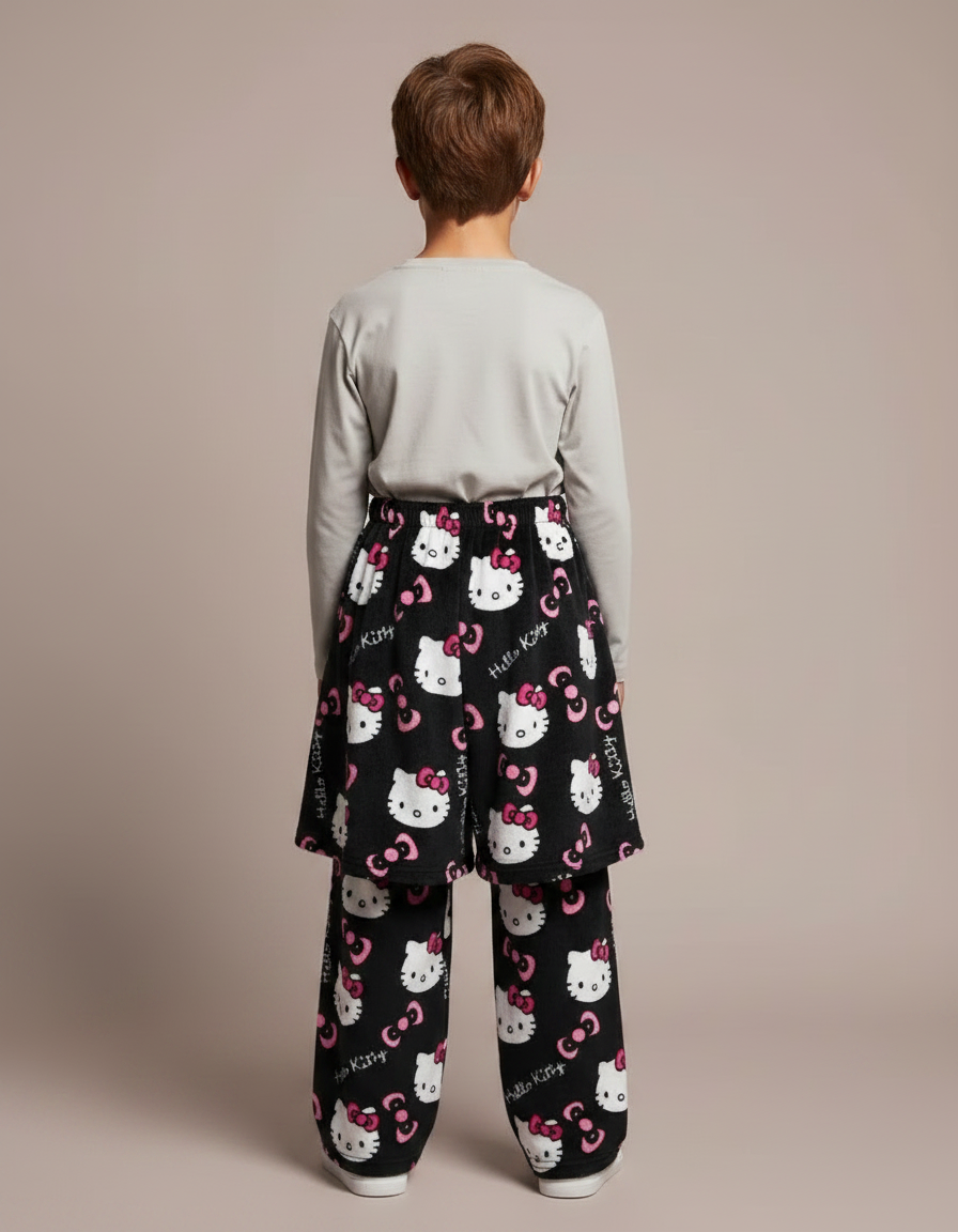 Pantalon Jupe Noir Hello Kitty Molletonné Doux Enfant - vue 2