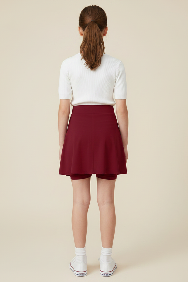 Pantalon Jupe Bordeaux Sportif Plissé Intégré Fille - Polyester - vue 2