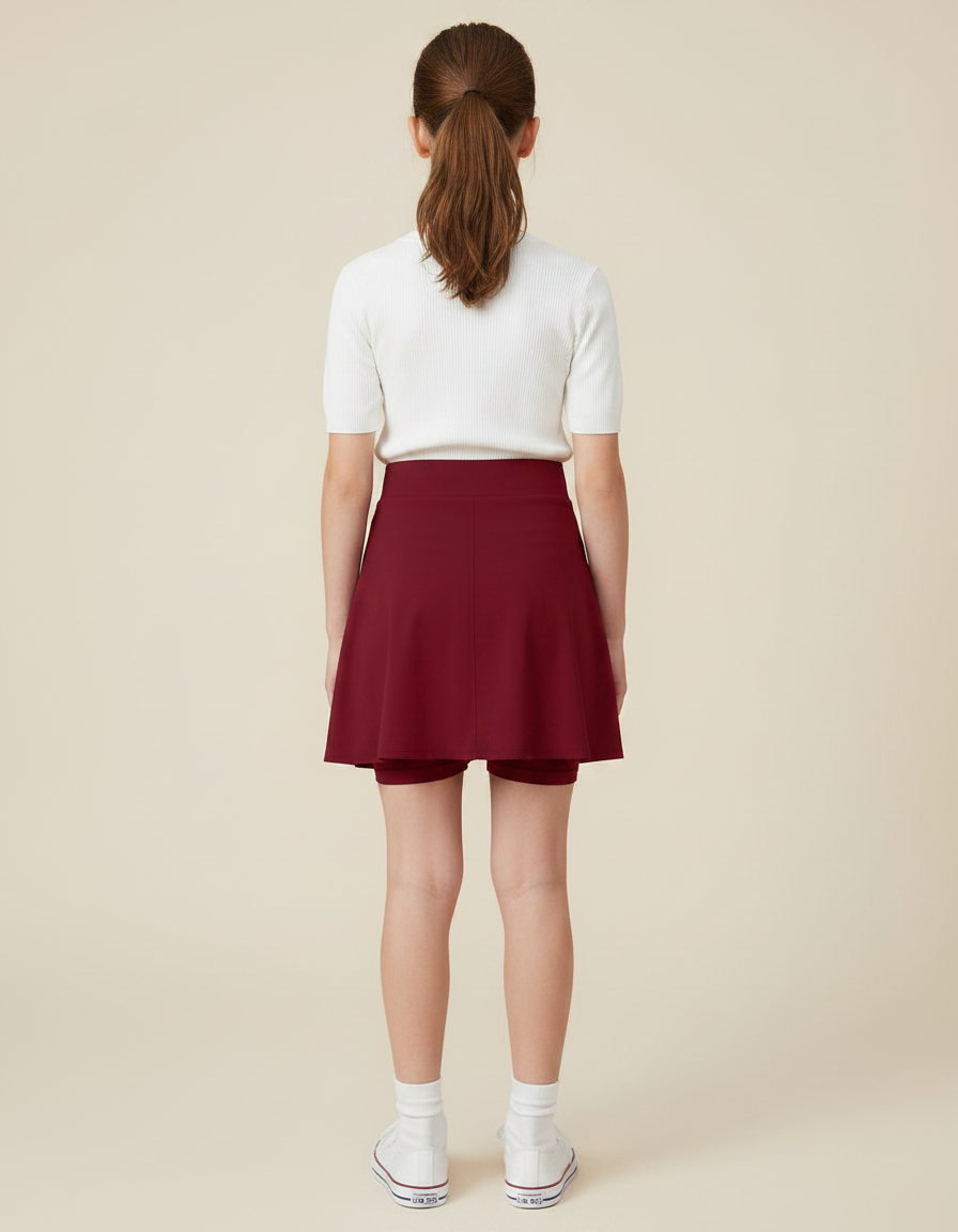 Pantalon Jupe Bordeaux Sportif Plissé Intégré Fille - Polyester - vue 2