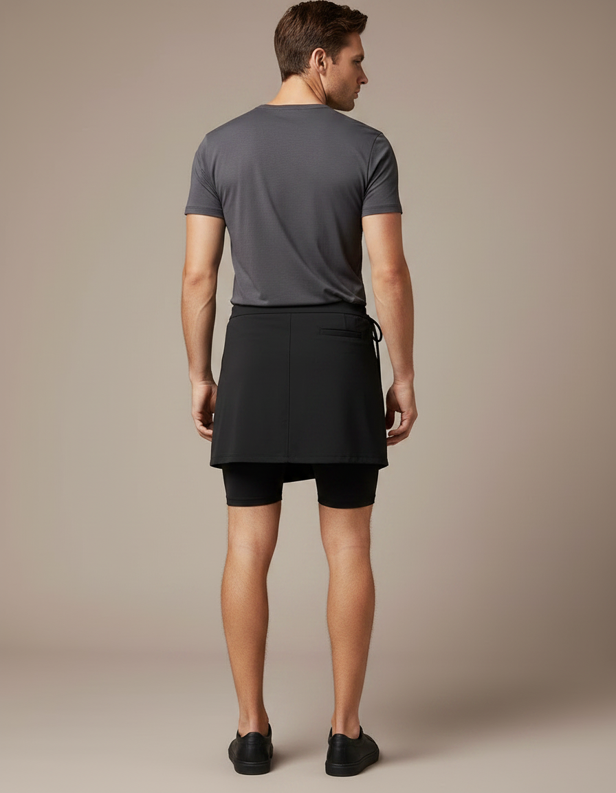 Pantalon Jupe Noir Sport Fluide Léger Homme - Polyester - vue 2