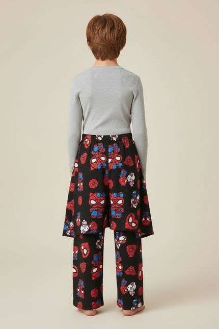 Pantalon Jupe Noir Imprimé Spider-Man Hello Kitty Doux Confortable - Molleton - vue 2