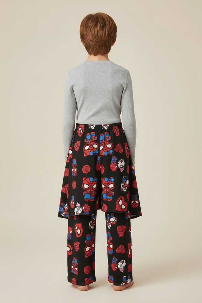 Pantalon Jupe Noir Imprimé Spider-Man Hello Kitty Doux Confortable - Molleton - vue 2