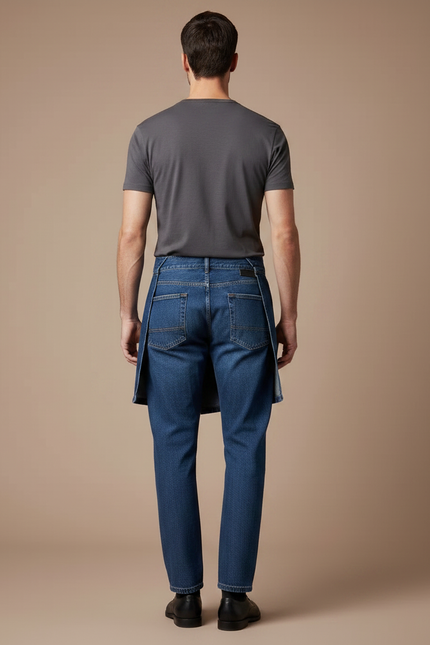 Pantalon Jupe Jean Bleu Croisé Décontracté Homme - vue 2