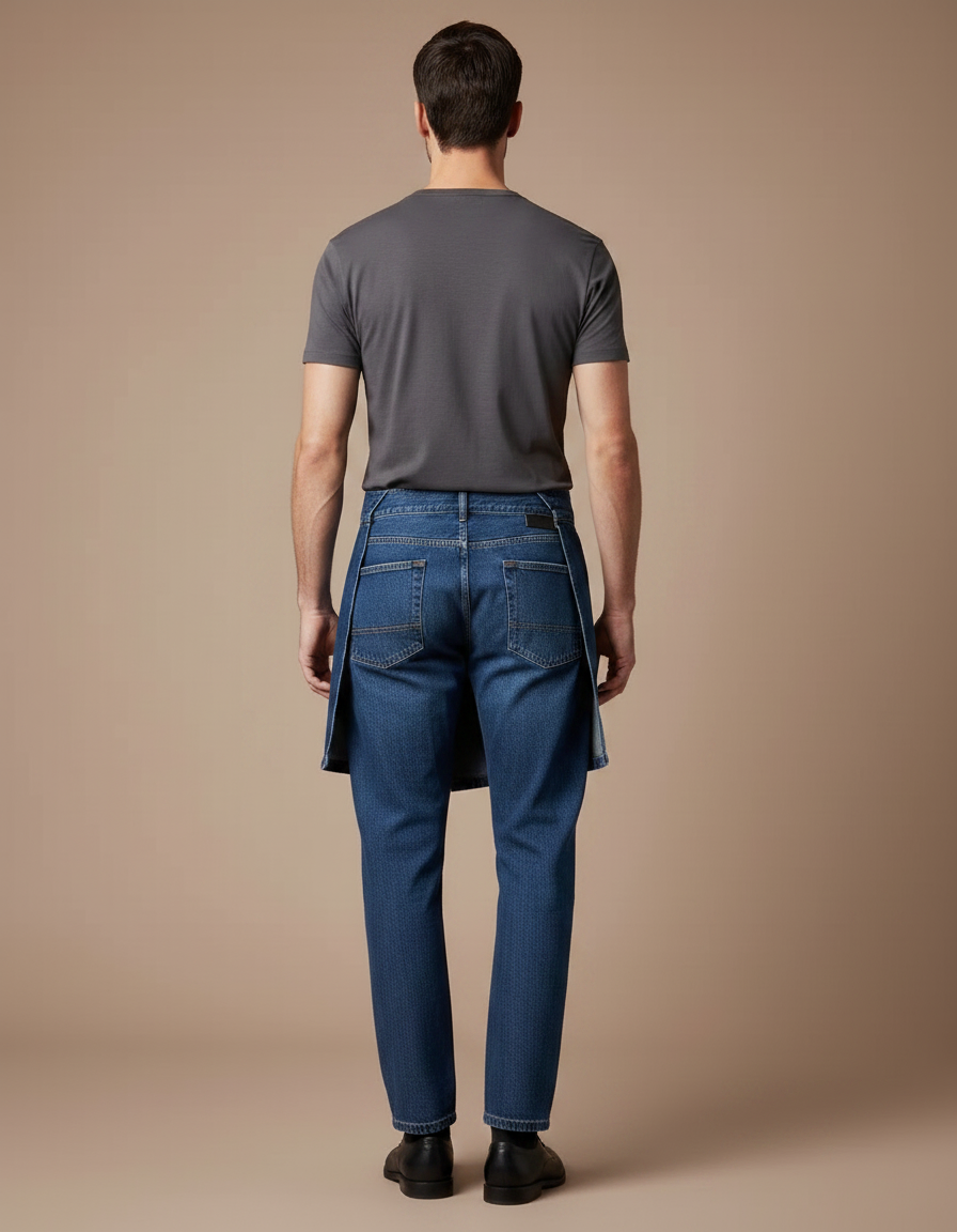 Pantalon Jupe Jean Bleu Croisé Décontracté Homme - vue 2