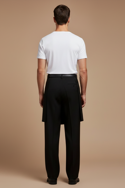Pantalon Jupe Noir Ample Élégant Homme - Polyester - vue 2