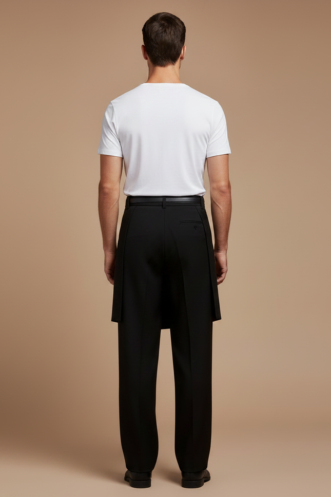 Pantalon Jupe Noir Ample Élégant Homme - Polyester - vue 2