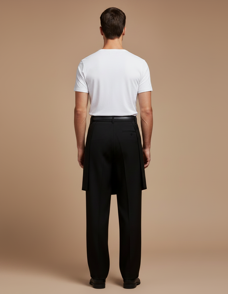 Pantalon Jupe Noir Ample Élégant Homme - Polyester - vue 2