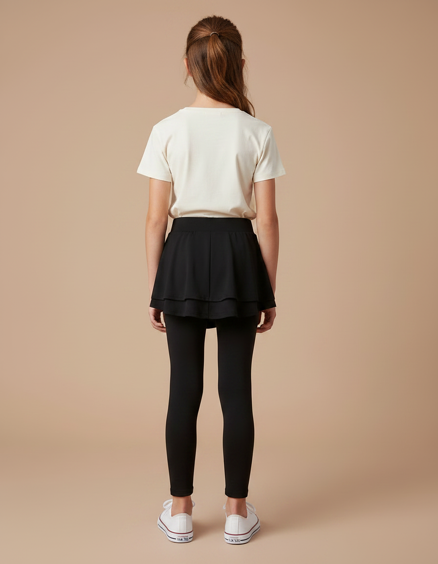 Pantalon Jupe Noir Sportif Fille Intégré Confortable - Polyester - vue 2