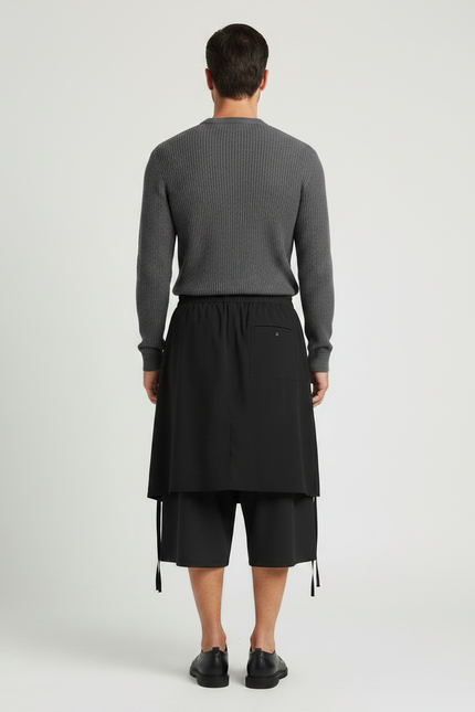 Pantalon Jupe Noir - Polyester - vue 2