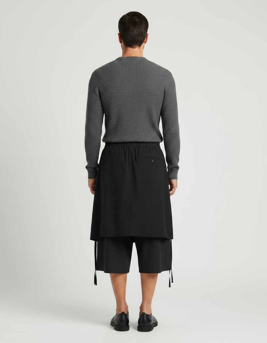 Pantalon Jupe Noir - Polyester - vue 2