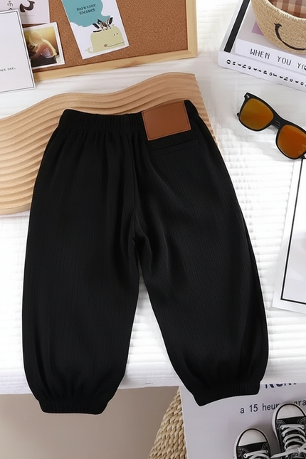 Pantalon Jupe Noir Ample Côtelé Élastique Confortable - Cordé