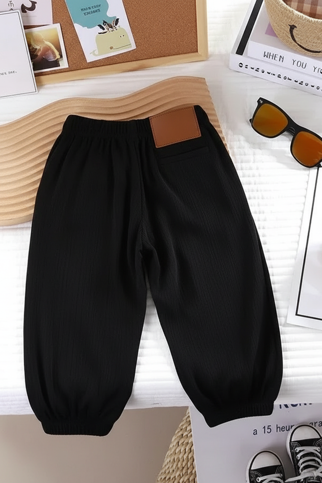 Pantalon Jupe Noir Ample Côtelé Élastique Confortable - Cordé