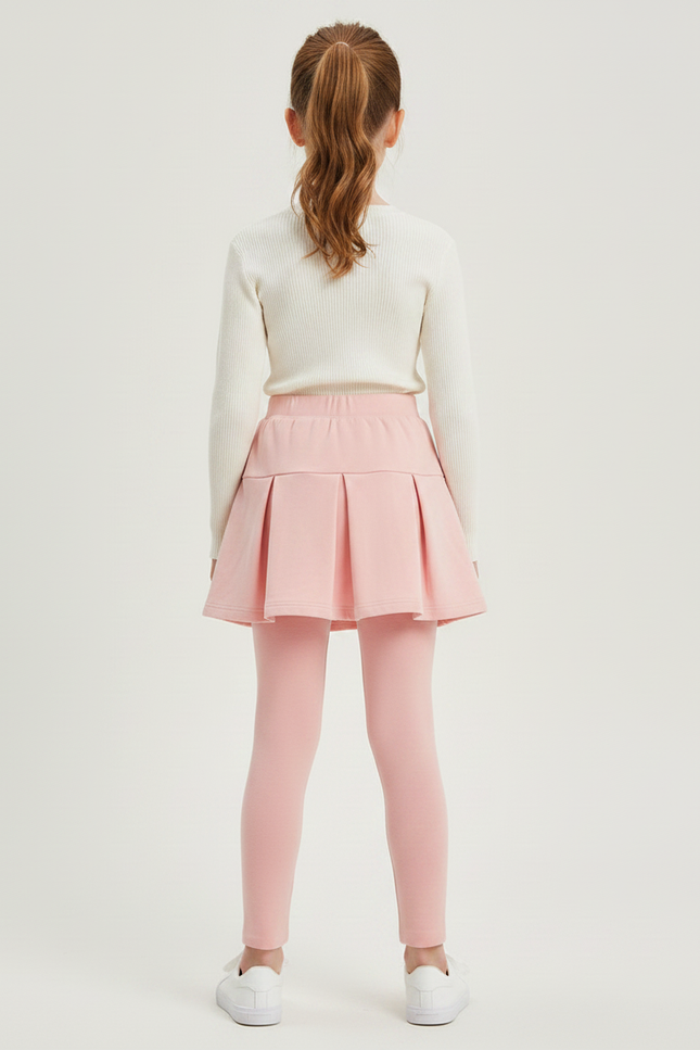 Pantalon Jupe Rose Plissé Intégré Confortable Fille - Molleton - vue 2