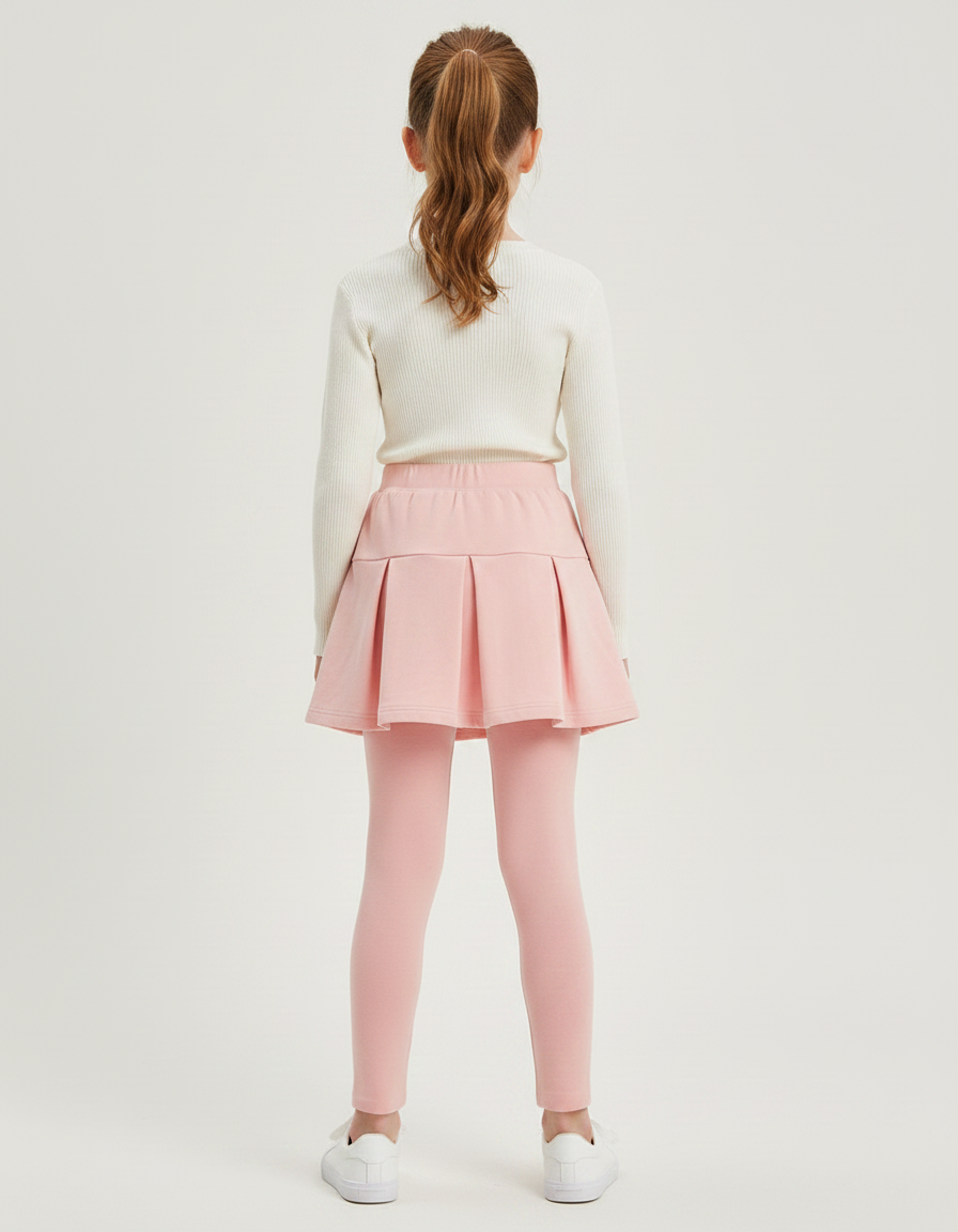 Pantalon Jupe Rose Plissé Intégré Confortable Fille - Molleton - vue 2