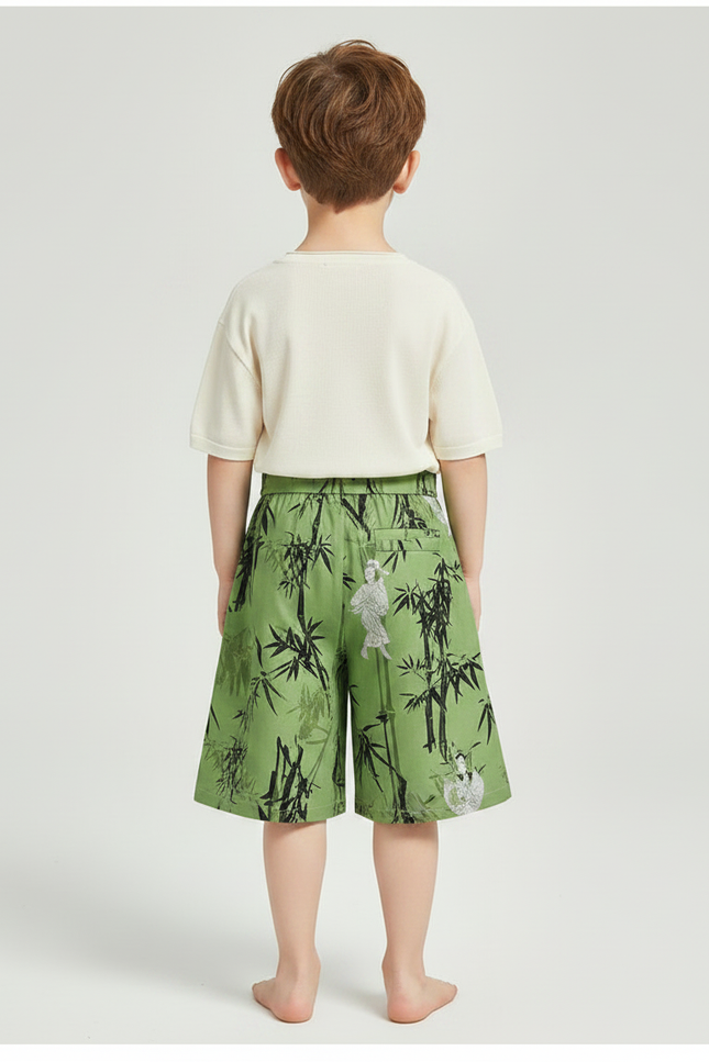 Pantalon Jupe Vert Bambou Imprimé Enfant Décontracté - Coton - vue 2