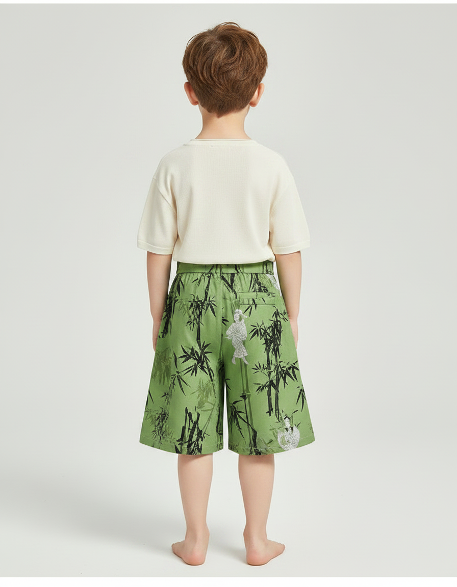 Pantalon Jupe Vert Bambou Imprimé Enfant Décontracté - Coton - vue 2